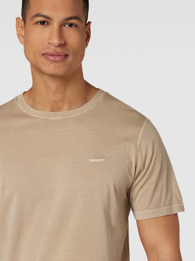 Gant T-shirt met labelstitching Beige - 3