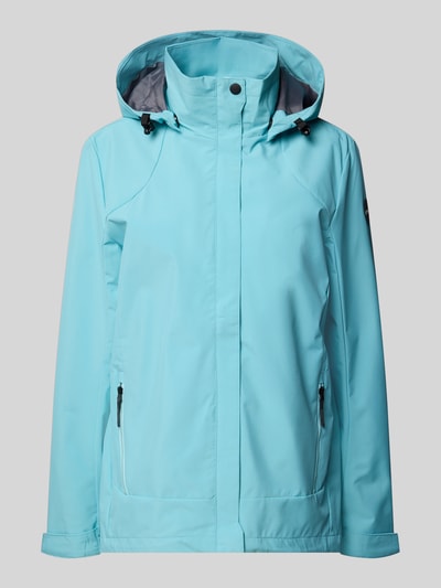 Produktfoto, Parka mit Kapuze und verdecktem Reißverschluss von G.I.G.A. DX in Türkis, gerader Schnitt, glatte Oberfläche, Reißverschlusstaschen