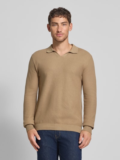 Jack & Jones Premium Gebreide pullover met ribboorden, model 'EASTON' Taupe - 4