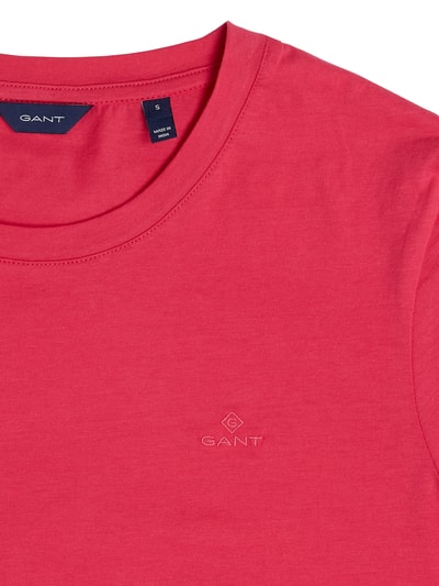 Gant T-shirt z detalem z logo  Mocnoróżowy 2