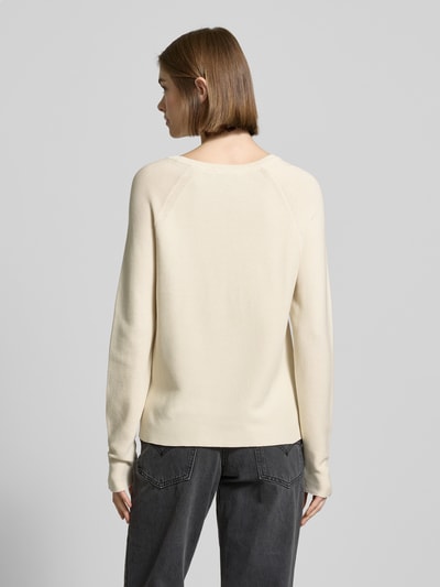 Marc O'Polo Denim Strickpullover mit geripptem Rundhalsausschnitt Offwhite 5