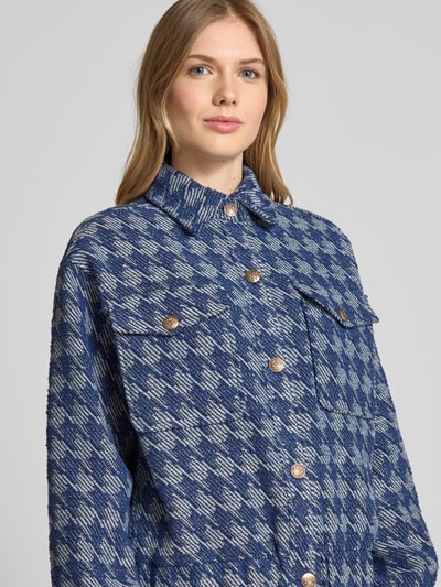 Jake*s Collection Boucle Denim Jacke mit Hahnentritt-Muster Dunkelblau 3