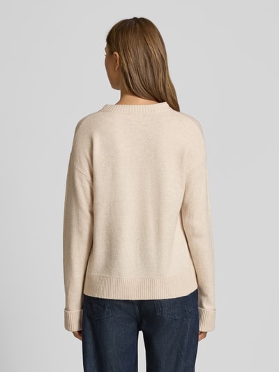 s.Oliver RED LABEL Sweter z dzianiny o kroju relaxed fit z mieszanki bawełny z dodatkiem wełny Beżowy 5