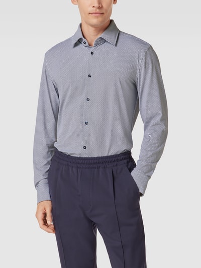 BOSS Slim fit zakelijk overhemd met structuurmotief Marineblauw - 4