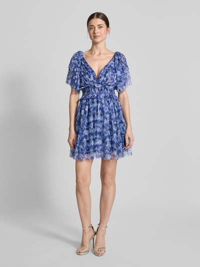 LACE & BEADS Cocktailkleid mit Volants Dunkelblau 1