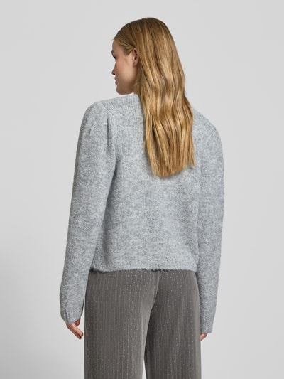 FREE/QUENT Gebreid jack met vetersluiting, model 'GRSLULU' Lichtgrijs gemêleerd - 5