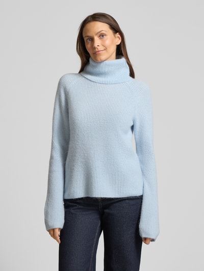 BOSS Orange Golf o kroju regular fit z mieszanki wełny i wełny z alpaki model ‘FALODINA’ Jasnoniebieski 4