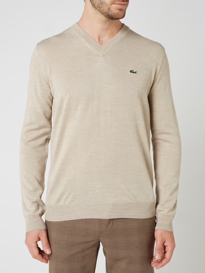 Lacoste Pullover van wolmix  Taupe gemêleerd - 4