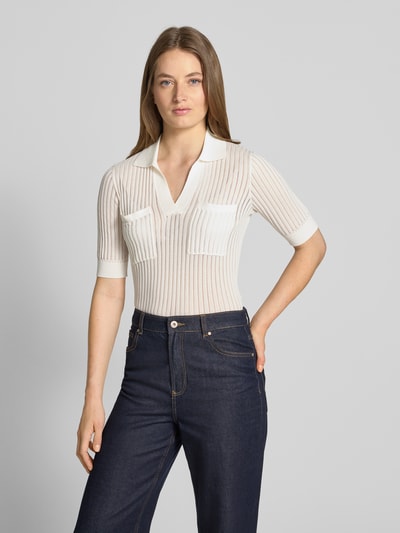 Christian Berg Woman Selection Gebreid shirt van viscosemix met polokraag Ecru - 4
