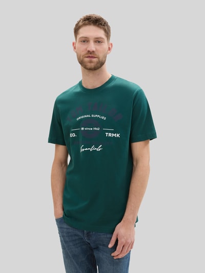 Tom Tailor męski t-shirt o kroju regular fit z czystej bawełny Ciemnozielony 4