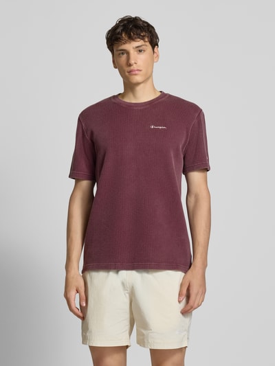 CHAMPION T-Shirt mit Strukturmuster und Rundhalsausschnitt Bordeaux 4