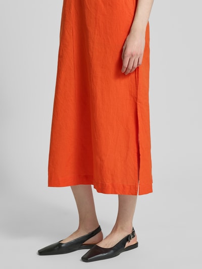 Christian Berg Woman Leinenkleid mit V-Ausschnitt Dunkelorange 3