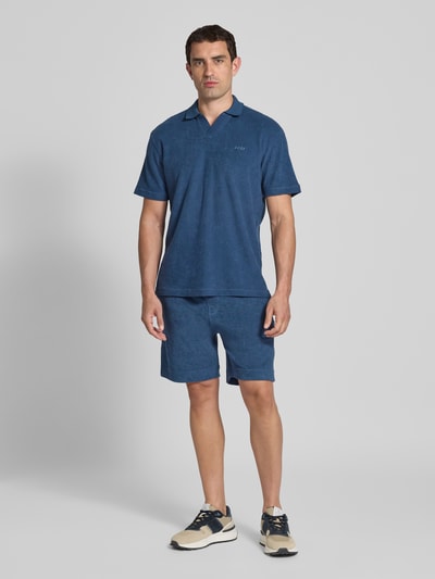 BOSS Orange Regular fit sweatshorts met labelstitching, model 'doubletowel' Blauw - 1