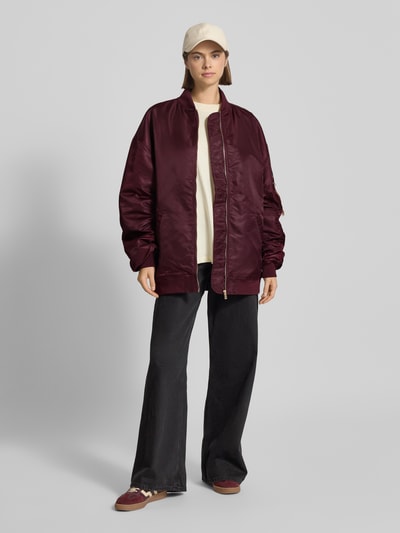 Karo Kauer Oversized Bomberjacke mit Eingrifftaschen Pflaume 1
