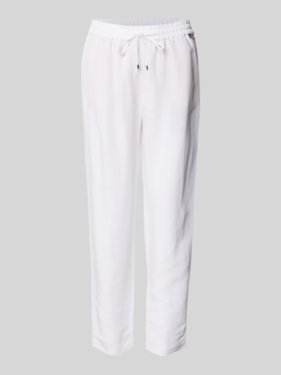 Produktfoto, Straight Fit Stoffhose aus Viskose-Mix mit Leinen-Anteil von Marc Cain, materiał stylizowany na len, wpuszczane kieszenie, tunel w pasie, szerokość w rozmiarze 36: 37 cm, długość wewnętrzna nogawki w rozmiarze 36: 66 cm