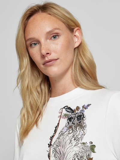 Marc Cain T-shirt met siersteentjes en pailletten Offwhite - 3