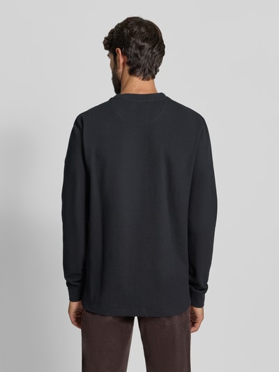 Christian Berg Men Shirt met lange mouwen, structuurmotief en ronde hals Zwart - 5