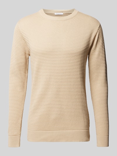 Knowledge Cotton Apparel Strickpullover mit Strukturmuster Modell 'VAGN' Sand 2