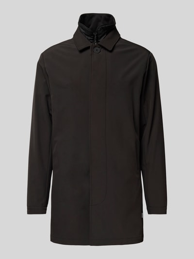 Matinique Lange jas met blinde knoopsluiting, model 'Philman' Zwart - 2