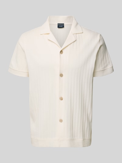 Produktfoto, Regular Fit Poloshirt mit durchgehender Knopfleiste von JOOP! Collection aus reiner Baumwolle, cremefarben, feine Struktur