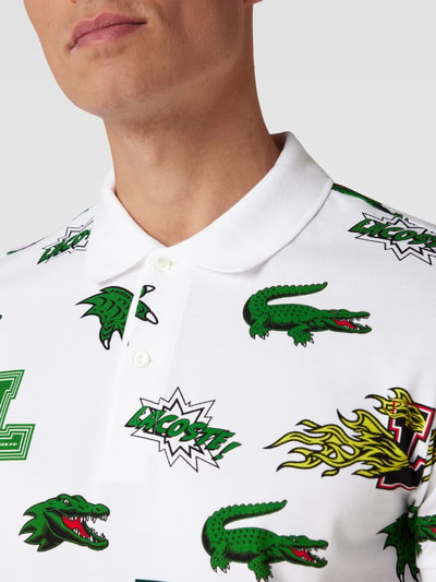 Lacoste Koszulka polo ze wzorem na całej powierzchni model ‘Crocozilla’ Biały 3