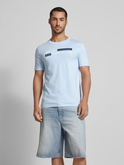 Tom Tailor Denim T-Shirt mit Label-Print Modell 'Type H' Hellblau 4