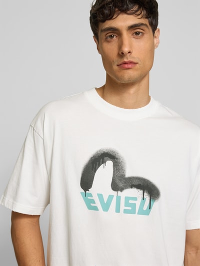 Evisu Regular Fit T-Shirt mit Label-Print Weiss 3