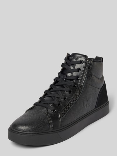 Calvin Klein Jeans High Top Sneaker aus Leder mit Reißverschluss BLACK 1