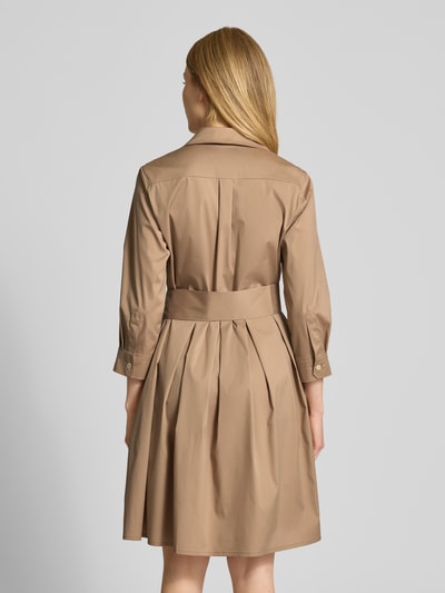 0039 Italy Knielanges Hemdblusenkleid mit Bindegürtel Modell 'JULE' Camel 5