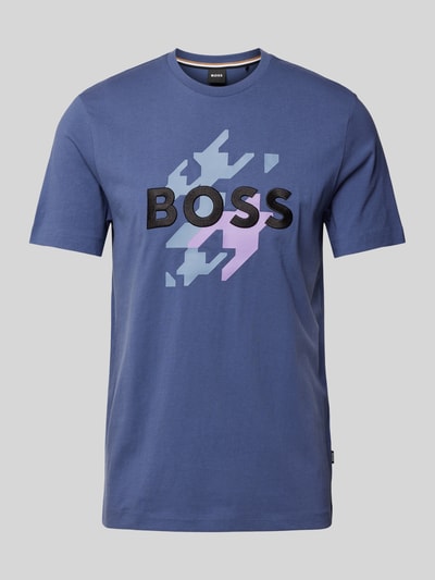 BOSS T-Shirt mit Label-Print Modell 'Thompson' Marine 2