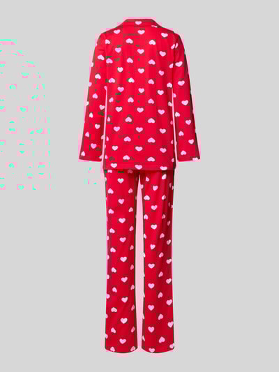 LOUIS & LOUISA Pyjama met reverskraag, model 'Mit viel Liebe' Rood - 3