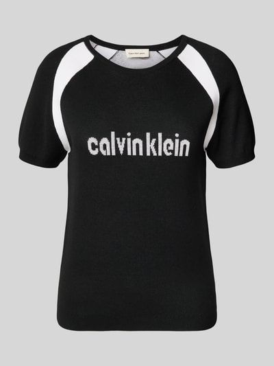 Calvin Klein Jeans Strickshirt mit Label und Rundhalsausschnitt Black 2