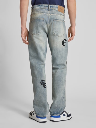 EIGHTYFIVE Jeansy o kroju straight fit z wyhaftowanymi logo Jeansowy niebieski 5