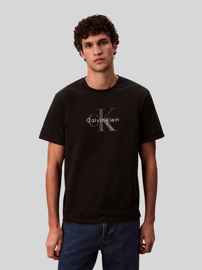 Calvin Klein Jeans Relaxed fit T-shirt van puur katoen met logoprint Zwart - 4