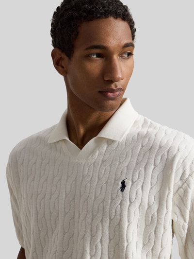 Polo Ralph Lauren Relaxed Fit Poloshirt aus reiner Baumwolle in Strick-Optik Weiss 3