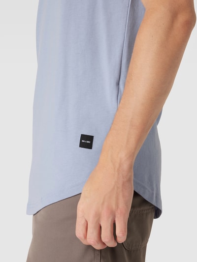 Only & Sons T-shirt met afgeronde zoom, model 'MATT' Bleu - 3