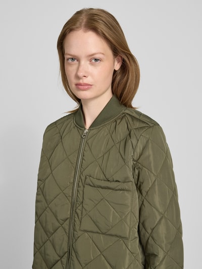 Jake*s Casual Regular fit gewatteerde lange jas met opstaande kraag Kaki - 3