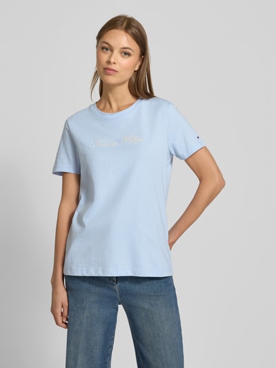Tommy Hilfiger Regular Fit T-Shirt aus reiner Baumwolle Hellblau 4