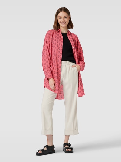 Jake*s Casual Lange blouse met all-over motief Fuchsia - 1