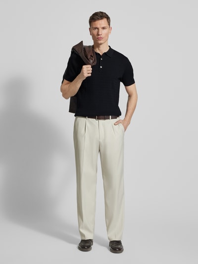 Profuomo Regular Fit Poloshirt mit Seide-Anteil Modell 'Luxury' Marine 1