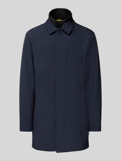 Matinique Lange jas met blinde knoopsluiting, model 'Philman' Marineblauw - 2