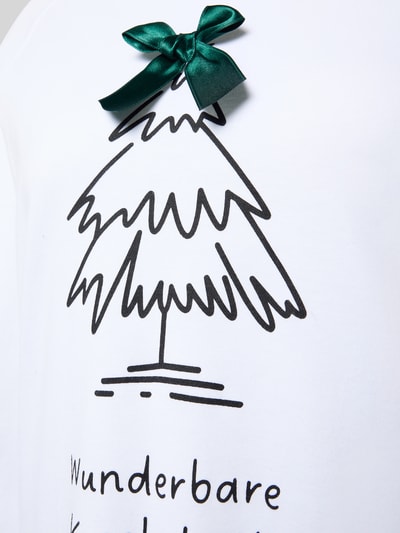 LOUIS & LOUISA Regular fit nachthemd met sierstrik, model 'Kuschelig' Wit - 2