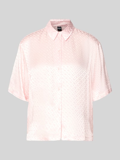 Produktfoto, Regular Fit Pyjama-Oberteil aus reiner Viskose von BOSS in Optik: Unifarben, Satin, Label-Applikation, Kragenform: Hemdblusenkragen, Verschluss: einreihige Knopfleiste, Ärmelform: Kurzarm, Ärmelabschluss: Geschlitzt, Rumpfabschluss: Geschlitzt, Material: reine Viskose, sanfter Glanz und strukturierte Textur