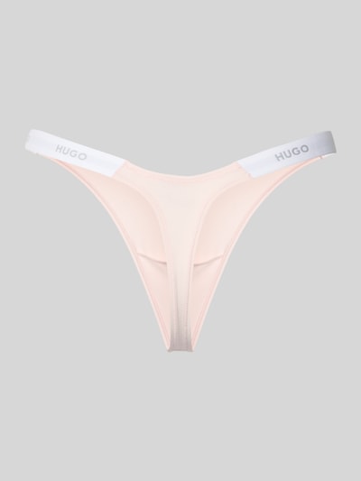 Produktfoto, unifarbener Damen String mit seitlichen Label-Bund-Einsätzen und elastischem Bund, Baumwoll-Mix, Hugo ID String von HUGO