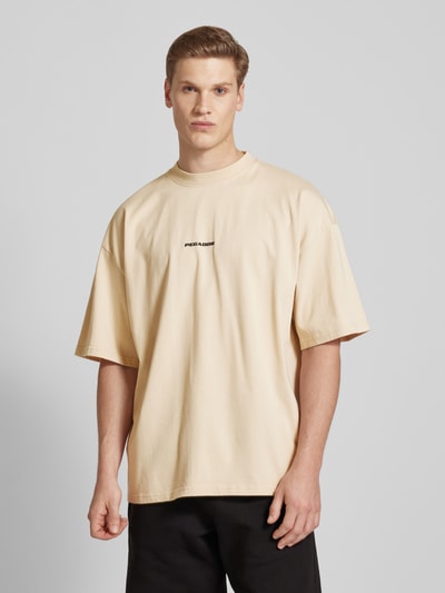 Pegador T-shirt z nadrukiem z logo model ‘BOXY’ Piaskowy 4