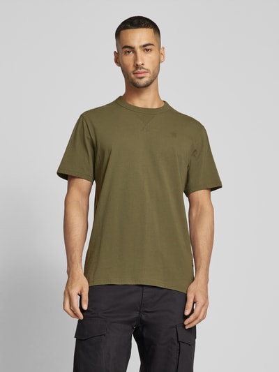 G-Star Raw T-shirt met labelstitching, model 'Nifous' Olijfgroen - 4