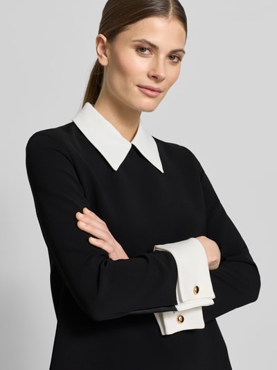 Max Mara Studio Tailliertes Cocktailkleid mit Kontrast Manschetten Modell 'BRAVO' Black 3