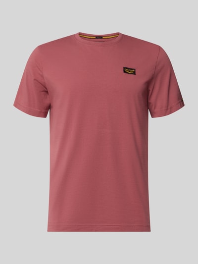 Produktfoto, T-Shirt mit Label-Details und Rundhalsausschnitt von PME Legend aus Baumwoll-Elasthan-Mix, Regular-Fit, Rückenlänge 70 cm, rot