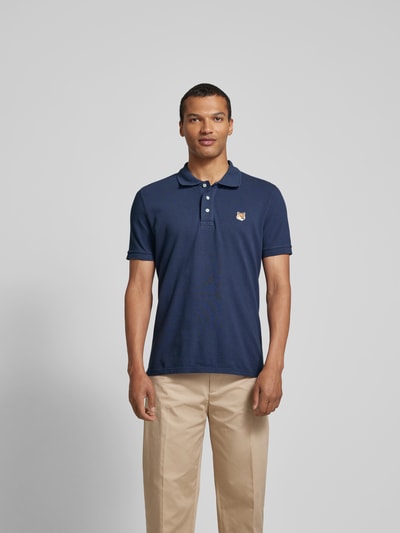 MAISON KITSUNE Poloshirt mit Motiv-Applikation Marine 4