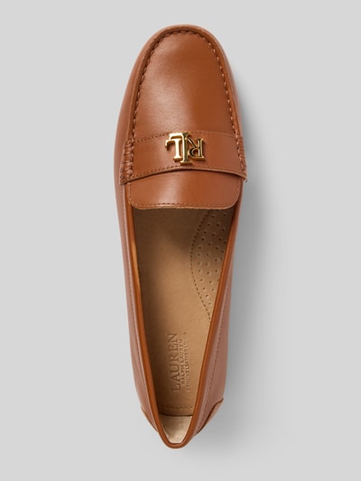 Produktfoto, Loafer mit Label-Detail Modell 'BARNSBURY' von Lauren Ralph Lauren aus Echtleder in Braun, Abgerundete-Spitze, strukturierte Sohle